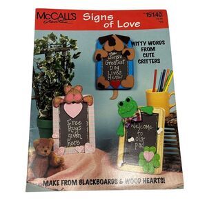 McCall's Signs of Love Blackboards and Wood Heart‎ Patterns DIY Crafting Booklet